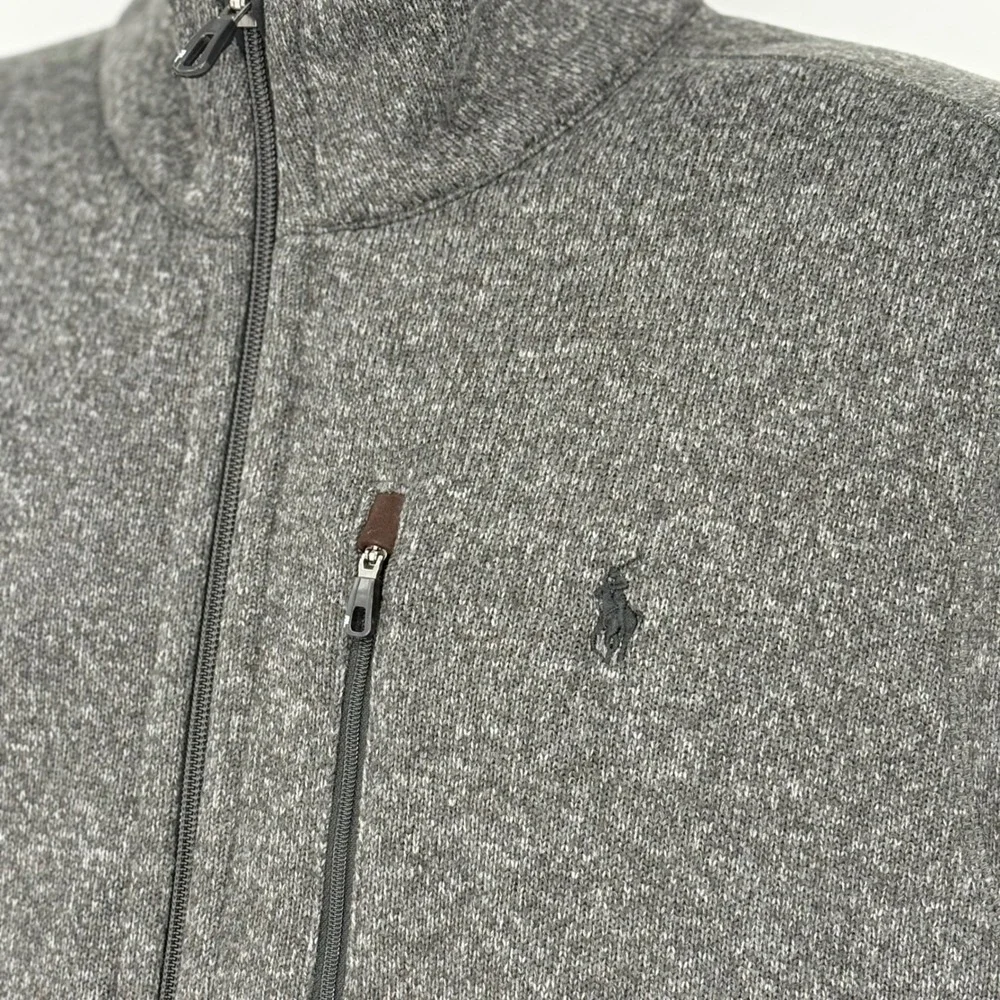 Polo Ralph Lauren‎ Vest XXL Men Performance Fleece Zip Up Gray Black Pony Preppy